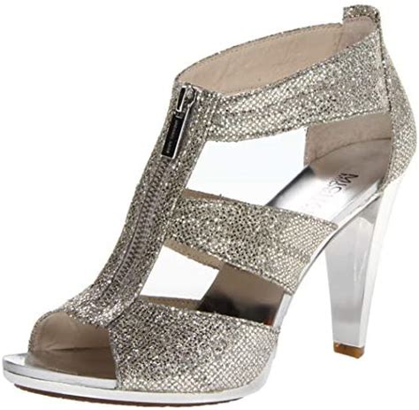 Michael Michael Kors Women's Berkley T Strap Silver Glitter 9 M